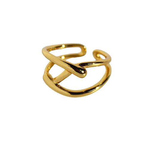 European and American simple fashion geometric lines cross design open ring female ins cold style stacked ring 447