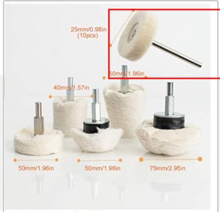 Rueda de tela blanca al por mayor transfronteriza con mango espejo pulido encerado cilíndrico seta cono rueda de tela cabeza de molienda mango diámetro 6mm