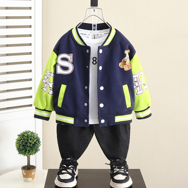 5976 Chaqueta para niños 2025 primavera y otoño nuevo estilo niño otoño uniforme de béisbol niño principios de otoño chaqueta de estilo occidental marea