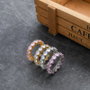 Fuchsia zirconium hip-hop style, advanced fashionable ring with stone for beloved, European style, high-quality style