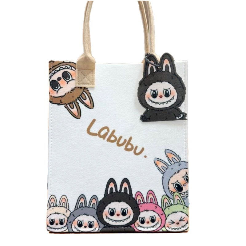 Labubu ハンドバッグ、高級漫画フェルトバッグ、お土産バッグ、大容量プリントハンドトートバッグ|undefined