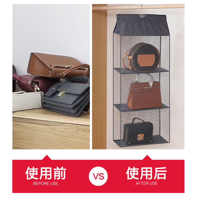 Bag storage hanging bag household fabric transparent storage bag wardrobe hanging leather bag dust bag wholesale