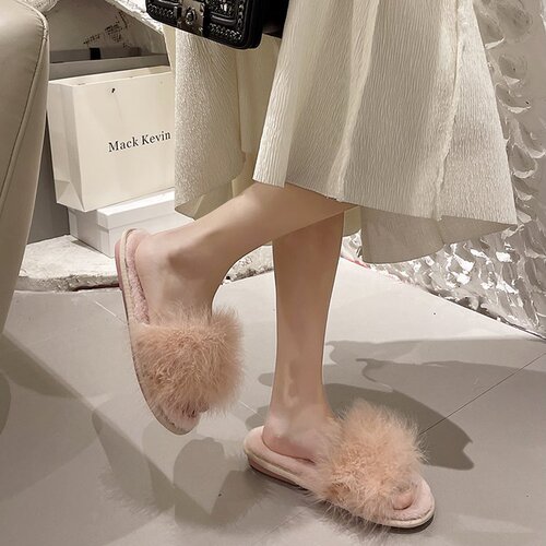 Autumn/Winter Cute and Versatile New Flat Slipper Anti-Slip One-Piece Slippers with Cotton - Fashion Trendy Internet Pop Ins Slippers