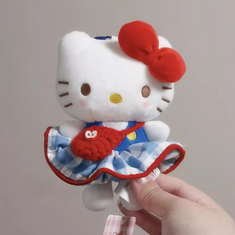 新款海盐夏天hellokitty包包挂件钥匙扣毛绒凯蒂猫小公仔玩偶礼物|undefined