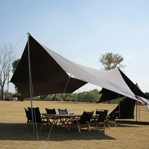 Butterfly-Shaped Hexagonal Canopy Tent for Outdoor Camping, Black-Coated Sunshade for Picnics, Beach Shelter, Rainproof and Sunproof, Extra Large