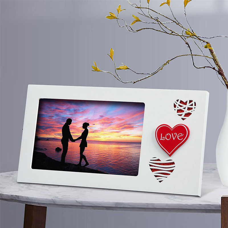 Couple Photo Frame Wedding Table Engagement Photo Ornaments Valentine's Day Gift Commemorative Photo Frame Heart Print Tanabata Gift