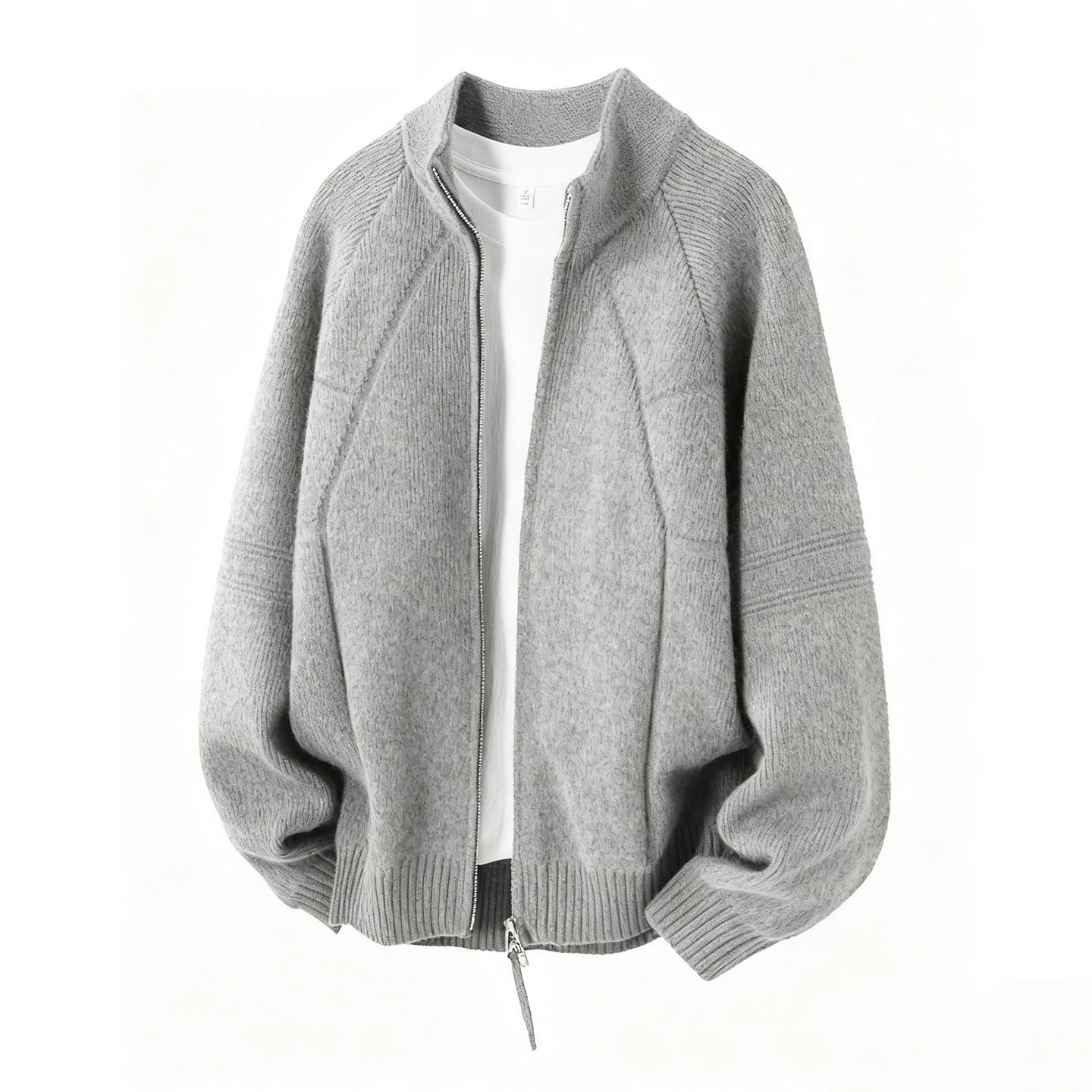 Explosiones transfronterizas de tamaño grande europeo cardigán chaqueta suéter de punto hombre lujo ligero negocio collar cremallera fábrica al por mayor