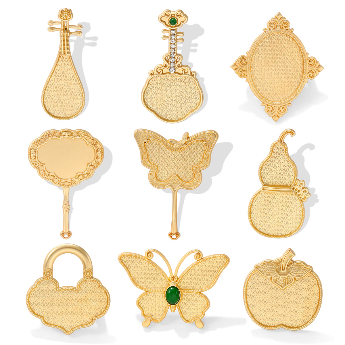 fan gourd brooch butterfly song dynasty brocade brooch with cover patch material tian-tsui patch accessories material accessories wholesale