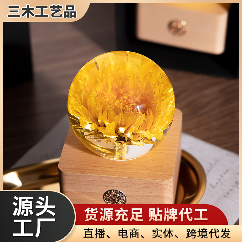 創意禮物木質制音樂盒 透明水晶球音樂盒 公主八音盒Z1