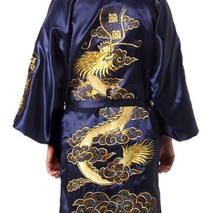 Black bathrobe, with embroidery