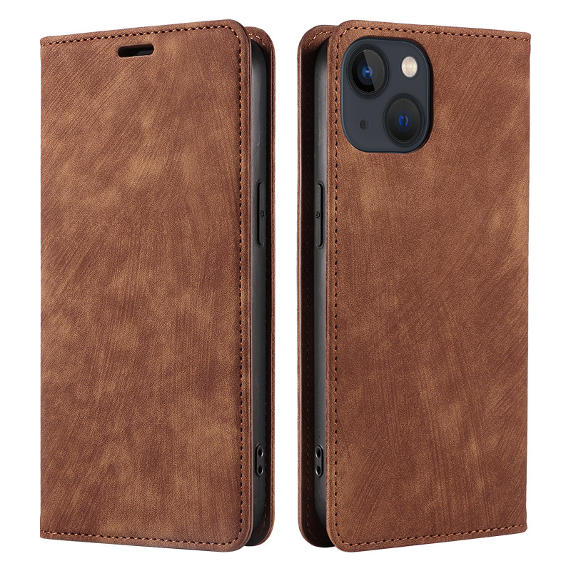 Funda de cuero para teléfono móvil iPhone16ProMax Funda para teléfono móvil Apple 14 Funda protectora con tapa magnética Samsung S25