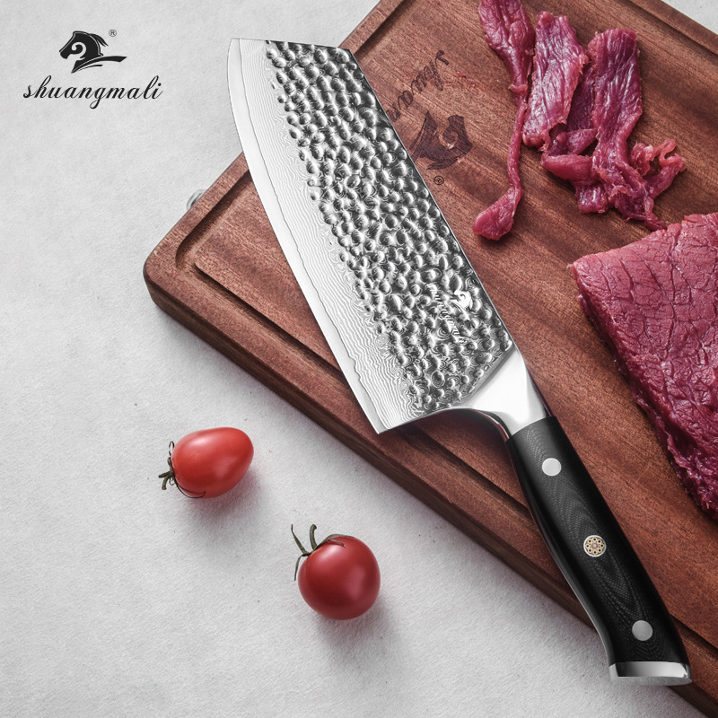 Cortador de cocina de acero Damasco VG10 de 67 capas Cortador de cocina de alta dureza Cortar carne en rodajas para el hogar Cortador de cocina pequeño y afilado