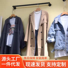 服装店展示架上墙壁挂衣架金色横杆墙上衣服正挂杆子壁挂式免打孔
