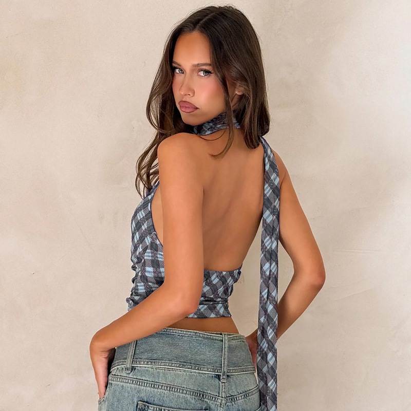 French Retro Women's Halter Neck Camisole Slim Fit Versatile Top For Autumn New Style_ecoleips.com