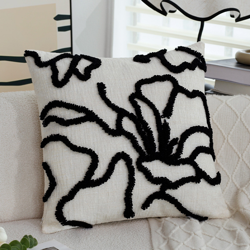 Almohada estilo ins funda de almohada de color sólido funda de cojín de sofá de terciopelo de anillo de chenilla de cama cubierta de cojín de coche de dormitorio al por mayor