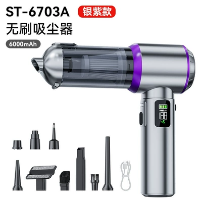 Car-Mounted High-Suction Vacuum Cleaner Tozsoranlar - 16000pa-brushless-vacuum-cleaner-with-digital-display-with-one-button-dust-bin-silver-purple
