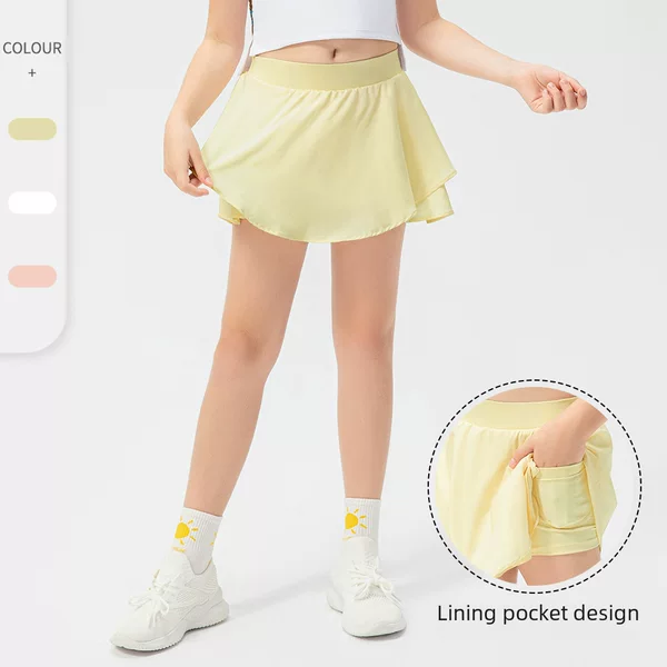 New girls' sports skirt skin-friendly breathable dance training lined skirt children's yoga tennis skirt 23410