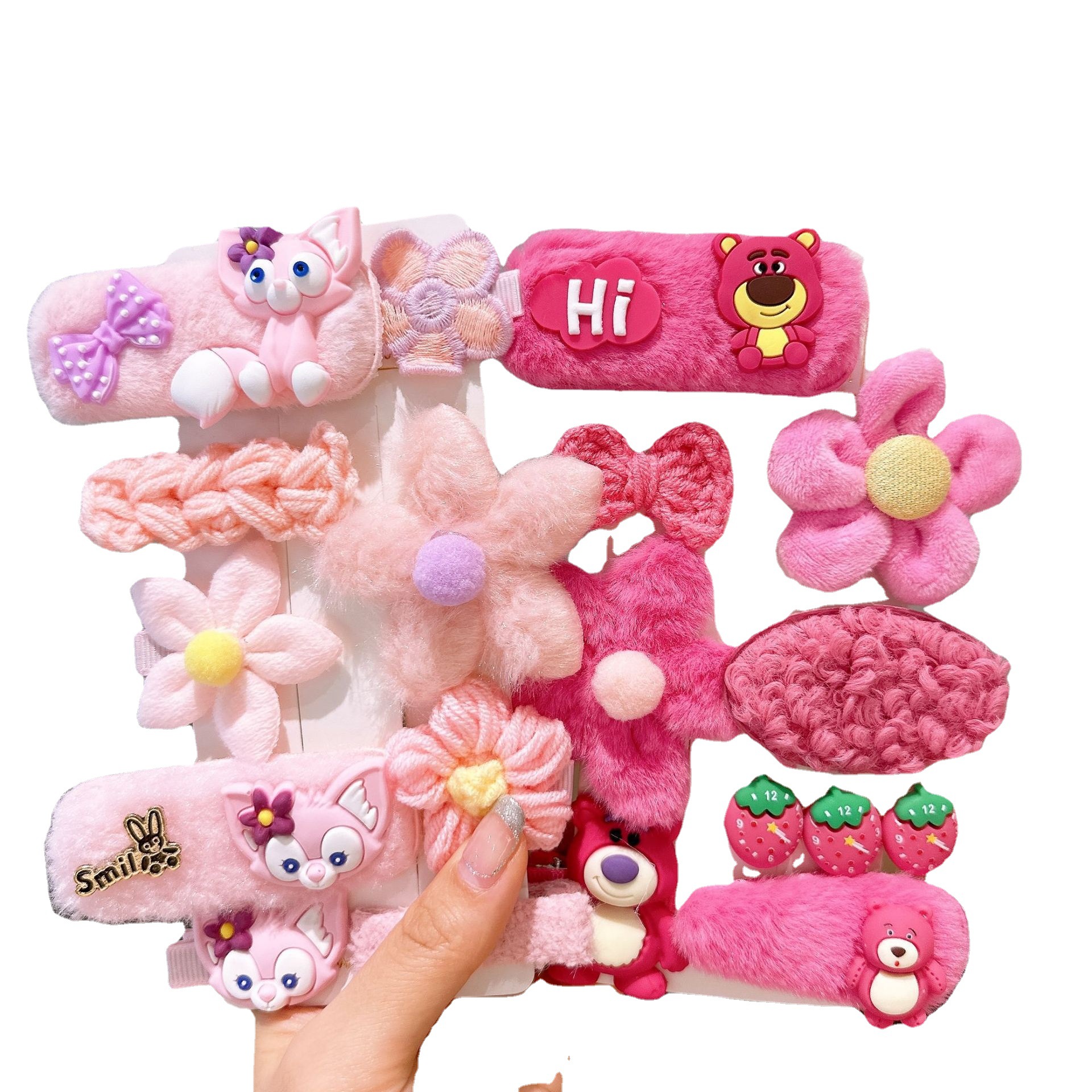 Nuevos niños chica peludo arco BB clip horquilla traje carácter de dibujos animados carácter accesorios clip lateral al por mayor