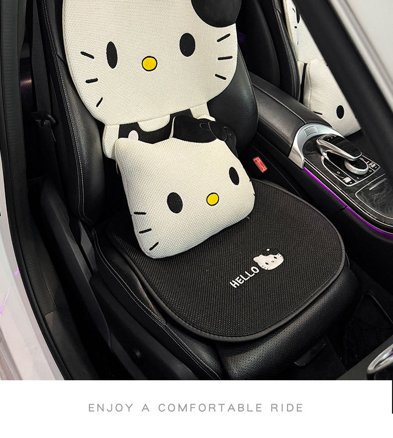Car seat cushion, universal for all seasons, summer cool linen breathable non-slip cartoon hellokitty car seat cover