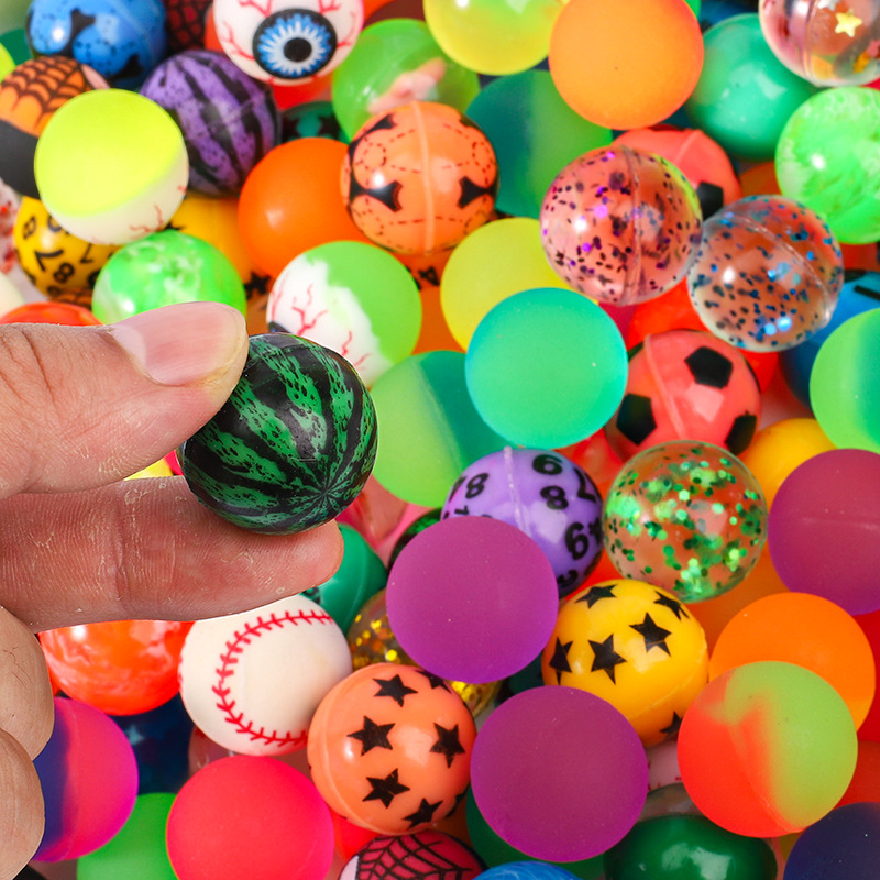 27th Mixed Rubber Elastic Ball Twist Egg Machine Real Heartbeat Jumping Ball Children's Toy Bouncing Ball Toddler Learning School Gift