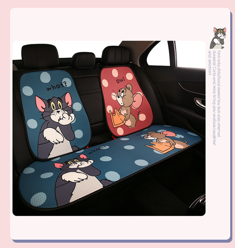 Car seat cushion four seasons universal seat cushion cute cartoon cat and mouse seat cover summer breathable non-slip goddess