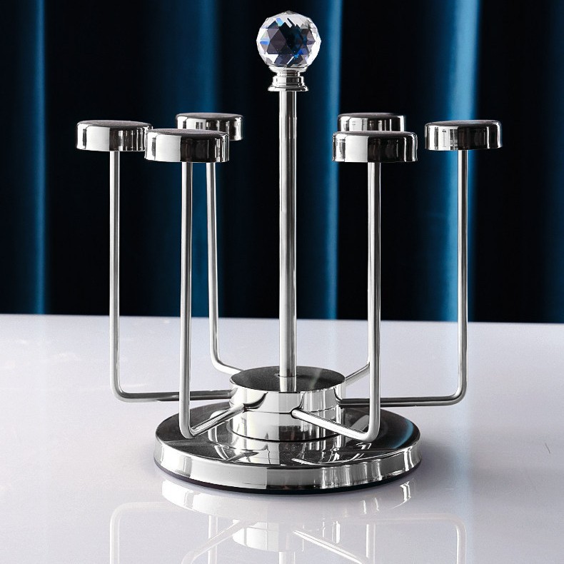 라이트 럭셔리 회전 거꾸로 와인 랙 가정용 스테인레스 스틸 워터 컵 랙 위스키 와인 랙 배수 랙 맥주 유리 랙