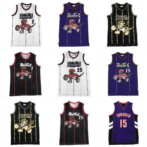 Summer cross-border jersey Raptors 1# Tracy McGrady 15 Carter retro basketball uniform embroidered vest training shorts for men and women