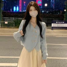 小香风毛衣开衫女温柔风甜美新款时尚针织开衫仙女半身裙套装