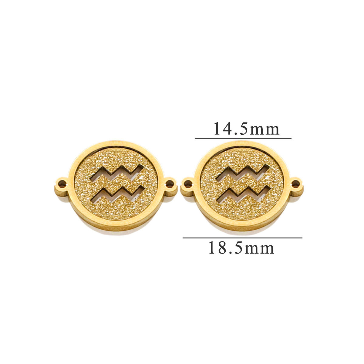 Doble agujero circular prensado arena 18K acero inoxidable doce constelación colgante diseño de personalidad popular DIY joyería colgante