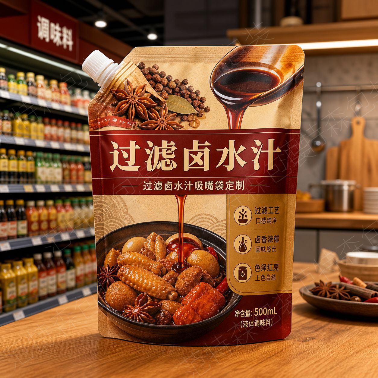 过滤卤水汁吸嘴袋定制卤味调味汁补充装防漏自立带嘴袋