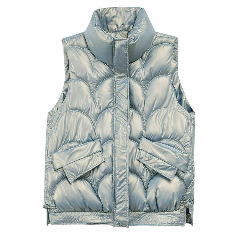Coreano brillante lavar la capa de algodón de pluma suelta a prueba de viento impermeable chaleco de invierno corto chaleco de hombro chaqueta