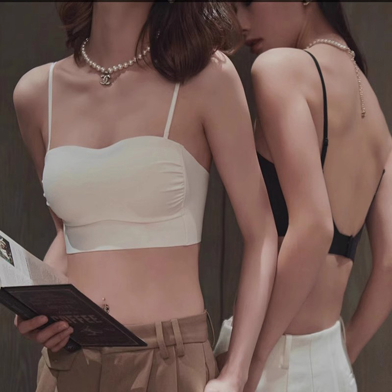 Traceless Underwear Women's Summer Thin Large Chest Small Anti-running Light Wrap Strapless Thin Shoulder Sling Beautiful Back Outer Wearable Bra