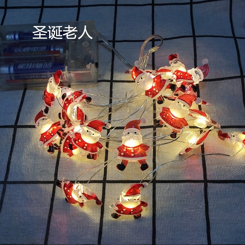 圣诞挂件扣件铜线灯串老人雪人雪花鹿头礼盒拐杖节日氛围装饰彩灯