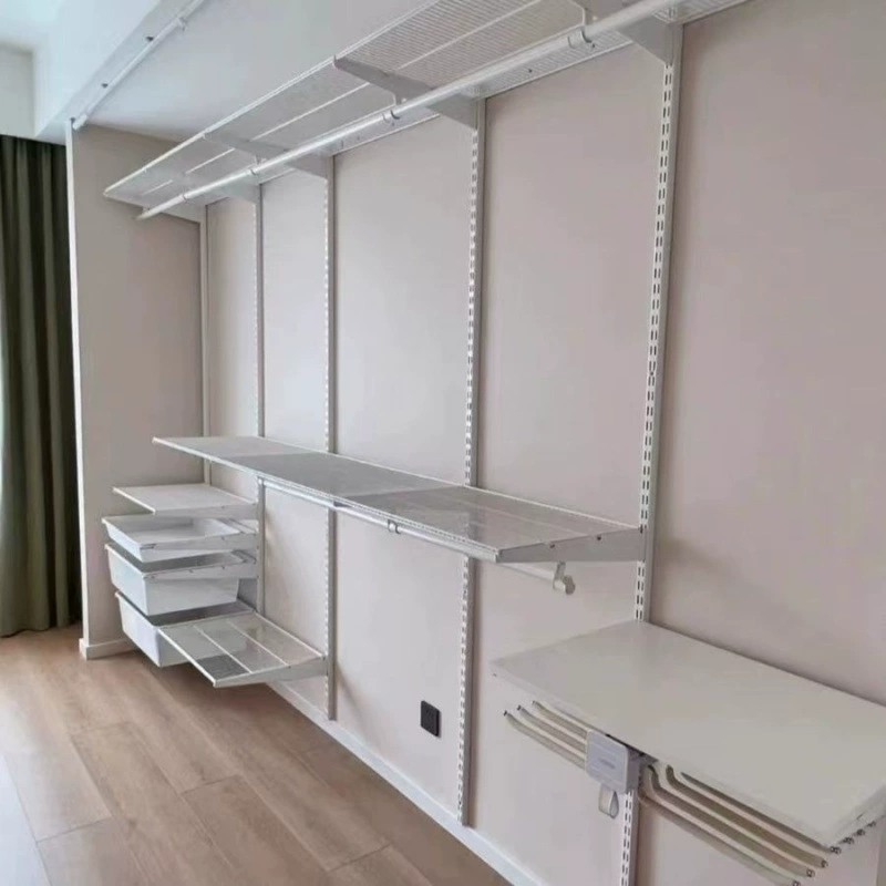 Металлические полки для гардеробной, открытый шкаф из нержавеющей стали, комбинированный подвесной шкаф для женской спальни, для девочек, красивый вид