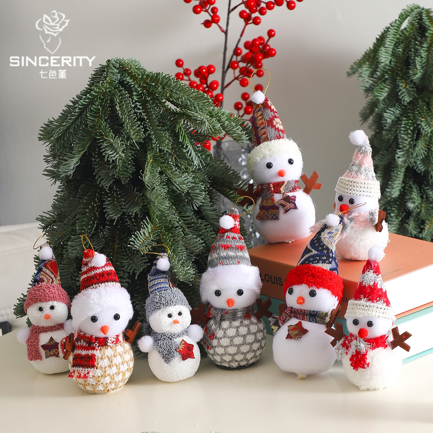 Navidad de siete colores cordier muñeca de nieve decoración floral caja floral embalaje de regalos decoración de flores suministros de embalaje festivo