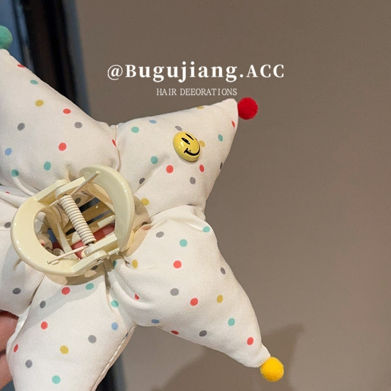 发圈波点充棉高级感发饰五角星立体抓夹小众原创鲨鱼夹少女心头饰|undefined