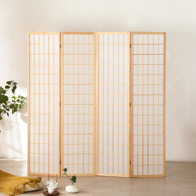 Japanese-Style Solid Wood Folding Screen Partition Simple Modern Living Room Bedroom Tea Room Office Cross-Border