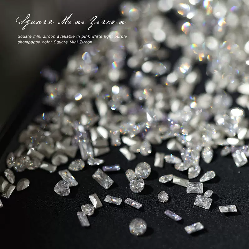 50颗超闪迷你尖底锆石美甲饰品爆闪指甲装饰钻小配件锆石混装批发