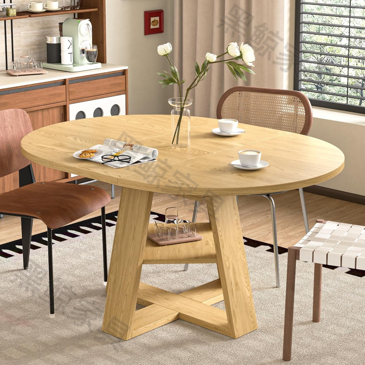 amazon亚马逊欧美跨境电商板式家具工厂批发可展开圆桌餐桌