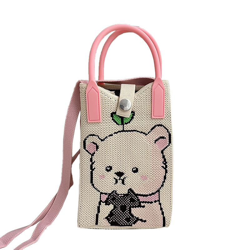 Bolsos móviles de mujeres lindos patrones de dibujos animados bolsos de punto bolsos mochilas casuales de moda bolsos de estilo exterior