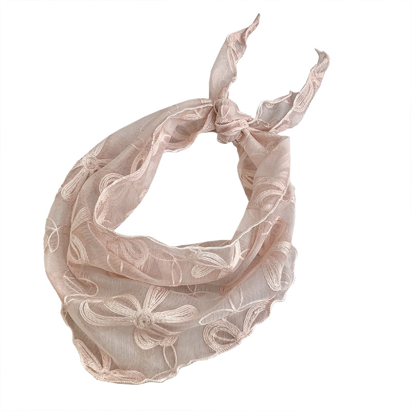 Bufanda triangular de encaje con hoja, cintura, nuevo estilo de verano, bufanda pequeña de moda de todo fósforo, bufanda de decoración pastoral femenina de verano