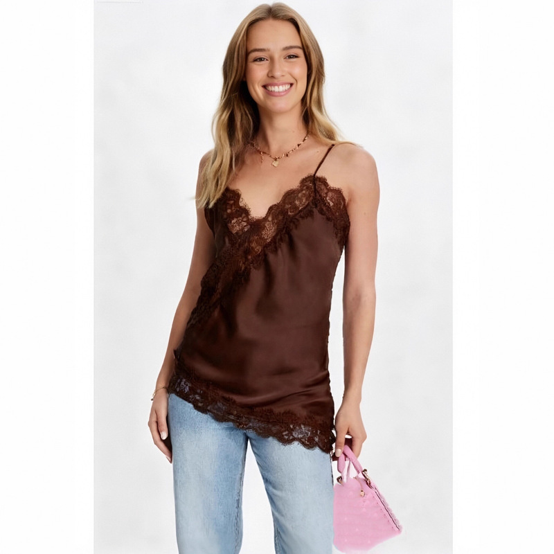 Cross-Border Export 2025 European and American Style Women's Clothing, Fashionable and Sexy Lace Asymmetric Suspenders
