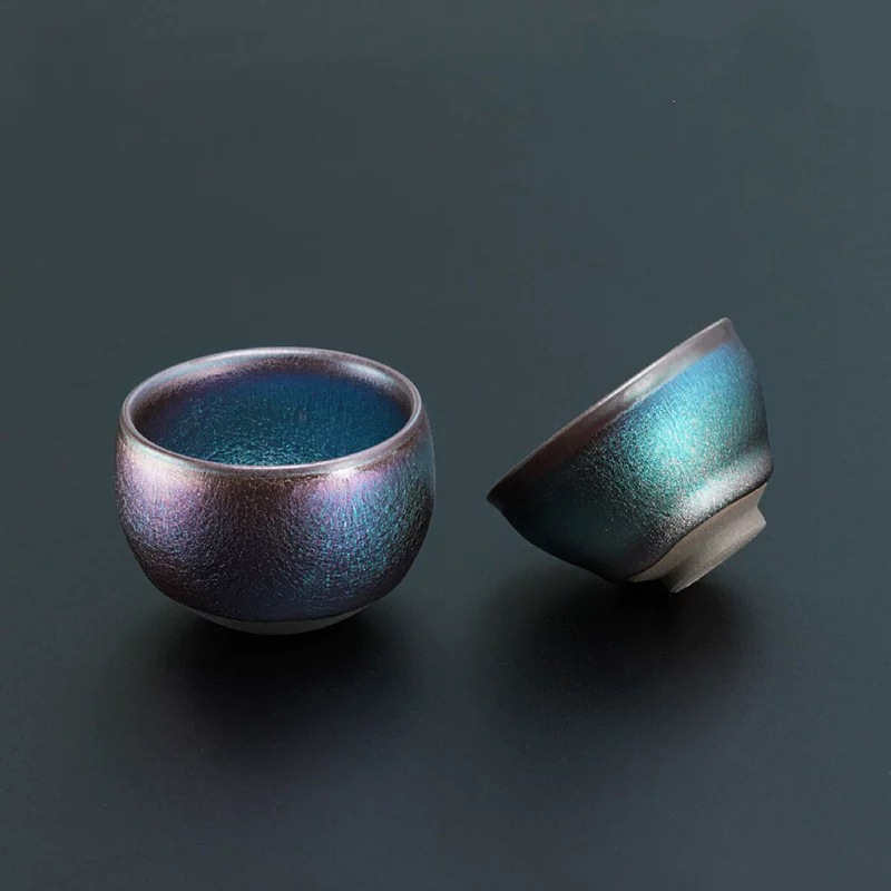 Jisheng Blue-Purple Kiln Glaze Jianzhan Kung Fu Tea Ceremony Tea Set Master Cup Single Cup Tea Drinking Ceramic Raw Mineral Tea Set
