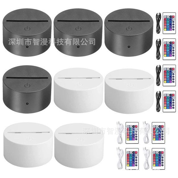 Transfronterizo nuevo exótico 3D luz de la noche titular USB Toque control Remoto colorido luz de la noche lámpara de mesa de acrílico combinación base
