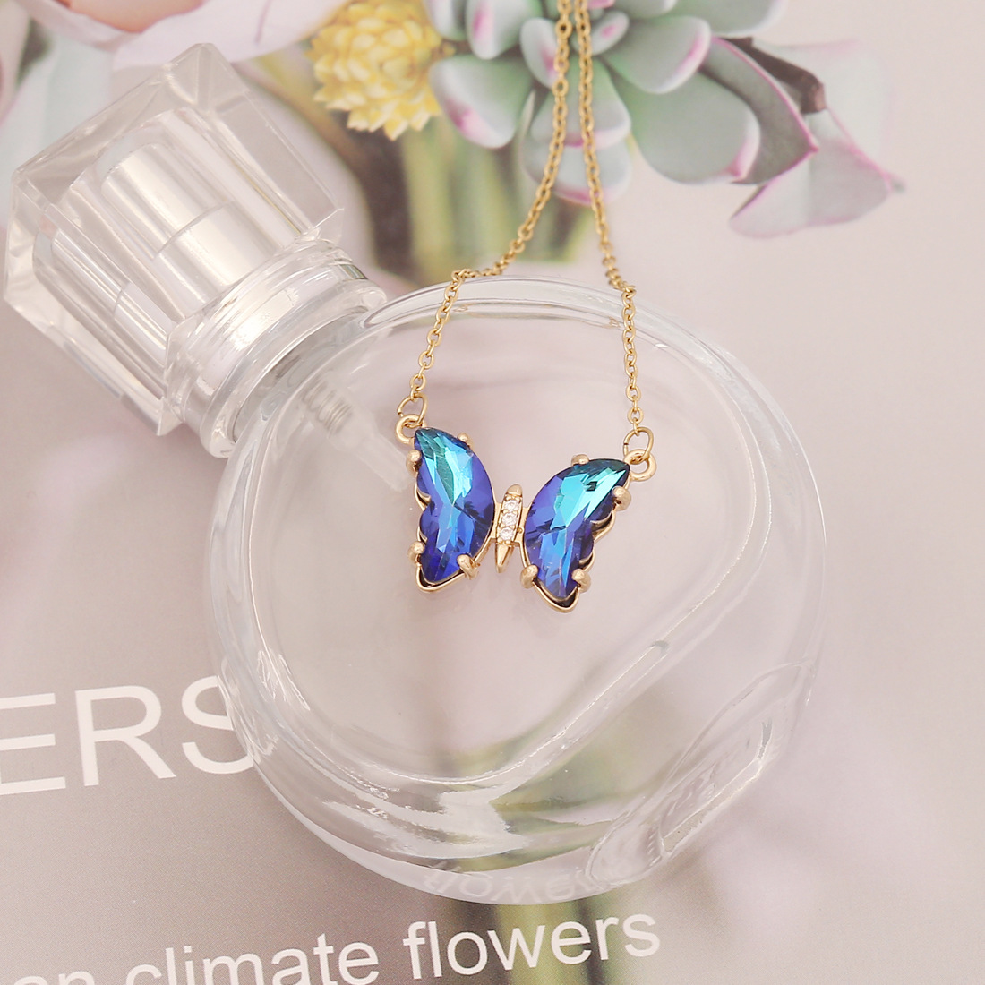 Fashion Butterfly Copper Plating Inlay Zircon Necklace 1 Piece