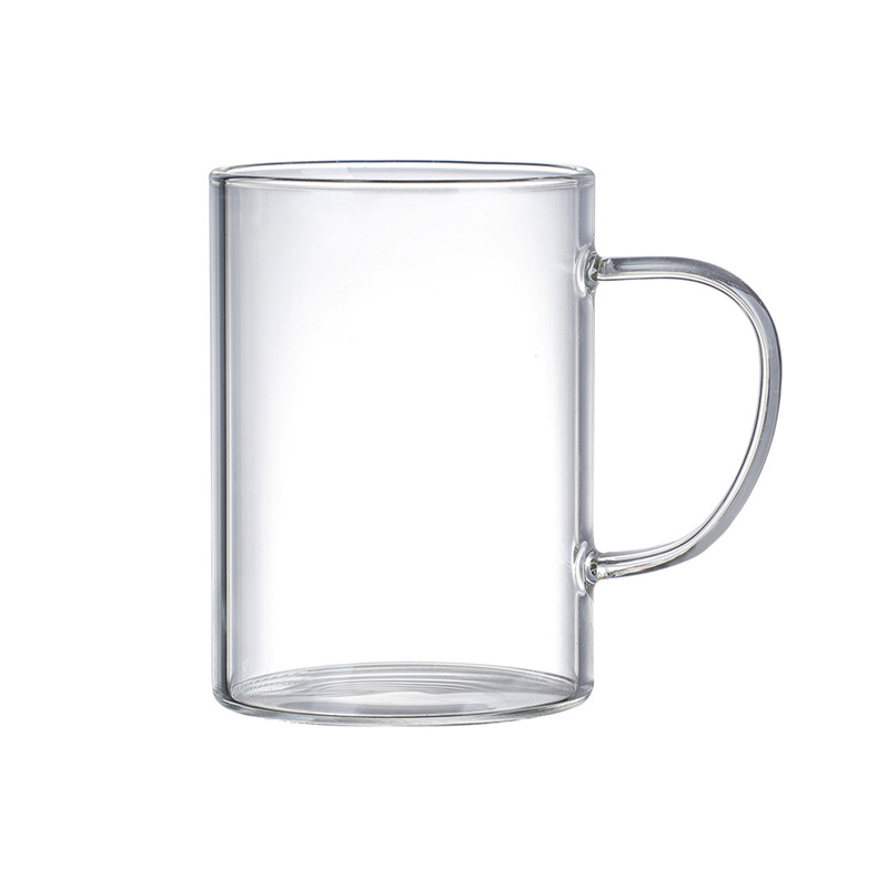 Taza de vidrio borosilicato de oficina taza de una sola capa mango de color taza de jugo de vidrio transparente de gran capacidad taza de bebida doméstica antimezcla