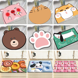Wholesale toilet bathroom entrance door mat cartoon shaped absorbent door mat 3D three-dimensional expansion floor mat foot mat