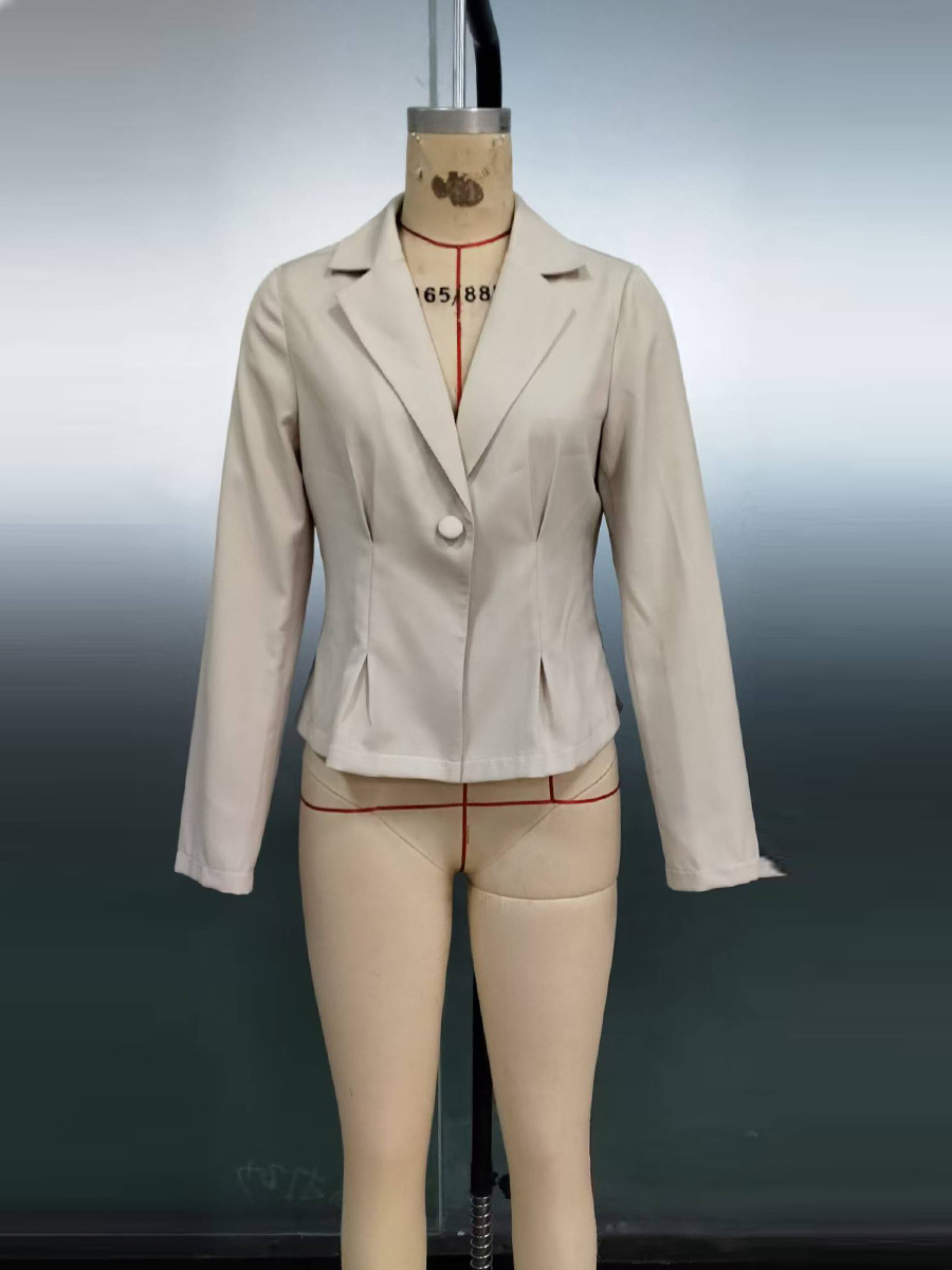 Stylish Women's Solid Colour Long Sleeve Blazer Elegant Outerwear_voghion.com