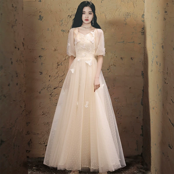 Long, champagne color