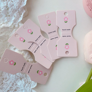 3.5*9cm folding card paper ~ pink purple floret card adult children hair rope hair decoration tag packaging accessories